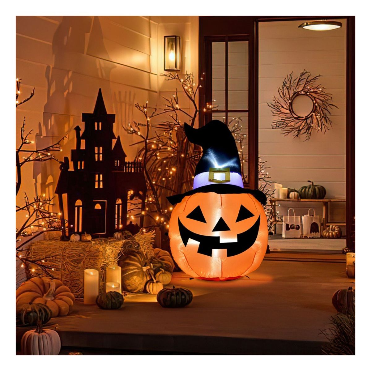 RACK PACK - Inflable Halloween 120Mts Cabeza Calabaza Embrujada Led Color Naranja