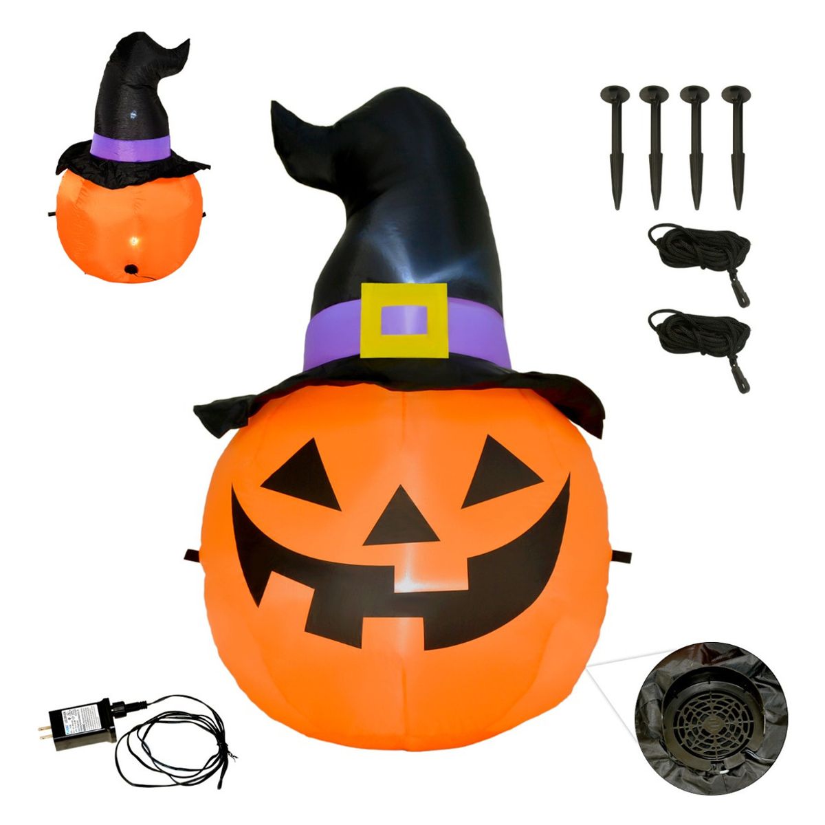 RACK PACK - Inflable Halloween 120Mts Cabeza Calabaza Embrujada Led Color Naranja