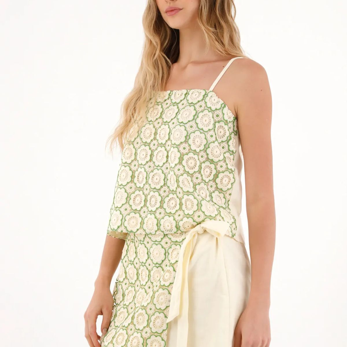 TOPMARK - Falda en tela bordada con diseño de flores para mujer