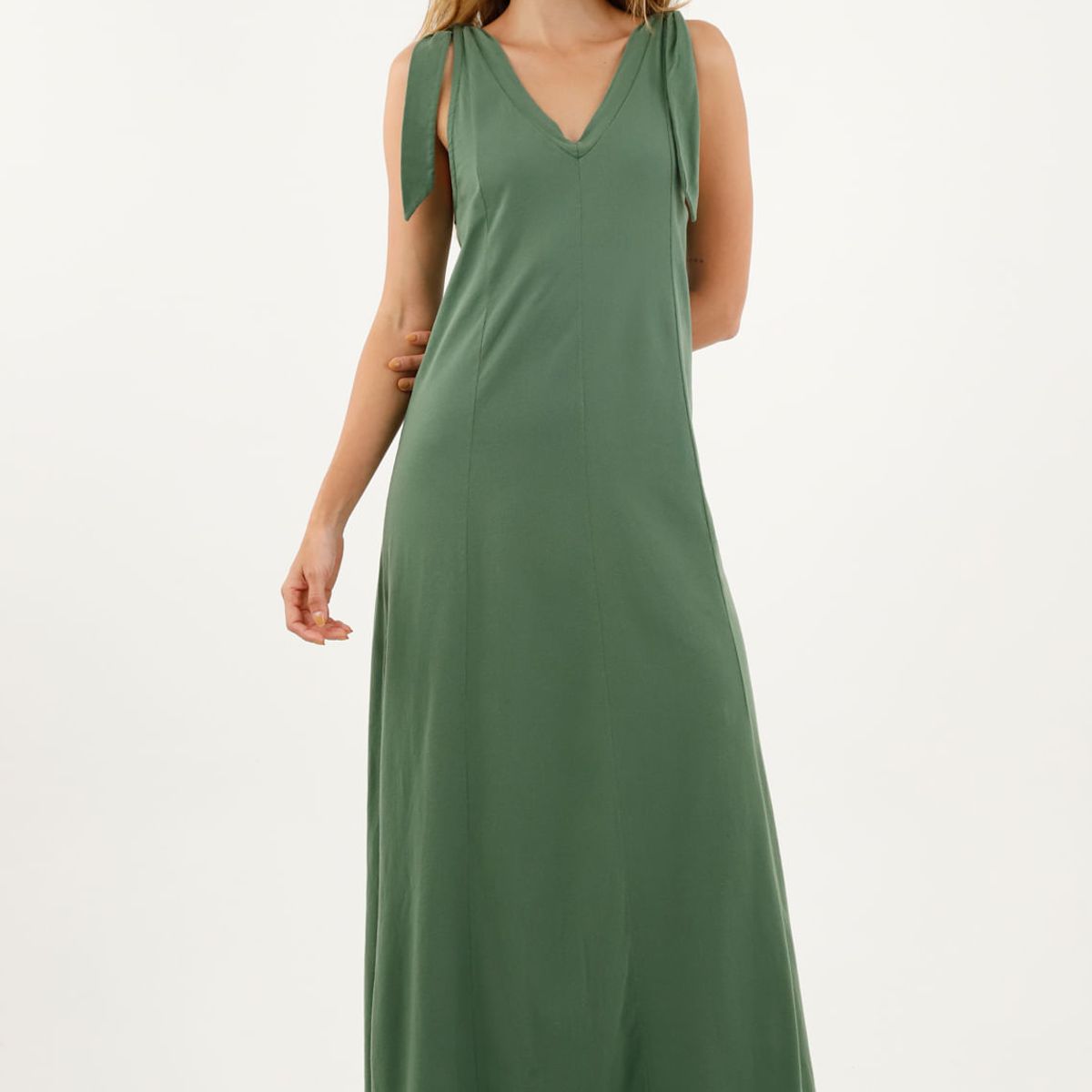 TOPMARK - Vestido verde con escote para mujer