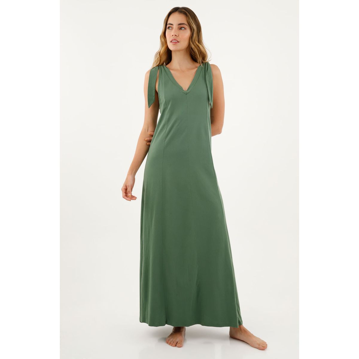 TOPMARK - Vestido verde con escote para mujer