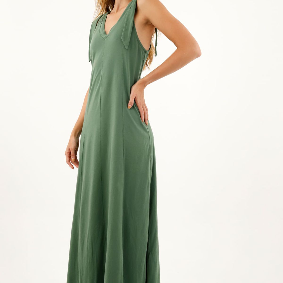 TOPMARK - Vestido verde con escote para mujer