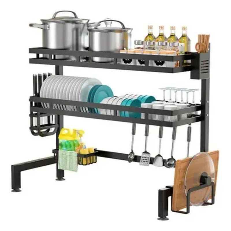 GENERICO - Seca Plato Acero Inoxidable 65cm Escurridor 2 Pisos Zebbris