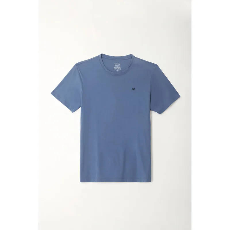 TENNIS - Camiseta azul con mini raqueta bordada para hombre