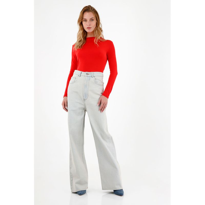 TENNIS - Jean azul de tiro súper alto para mujer