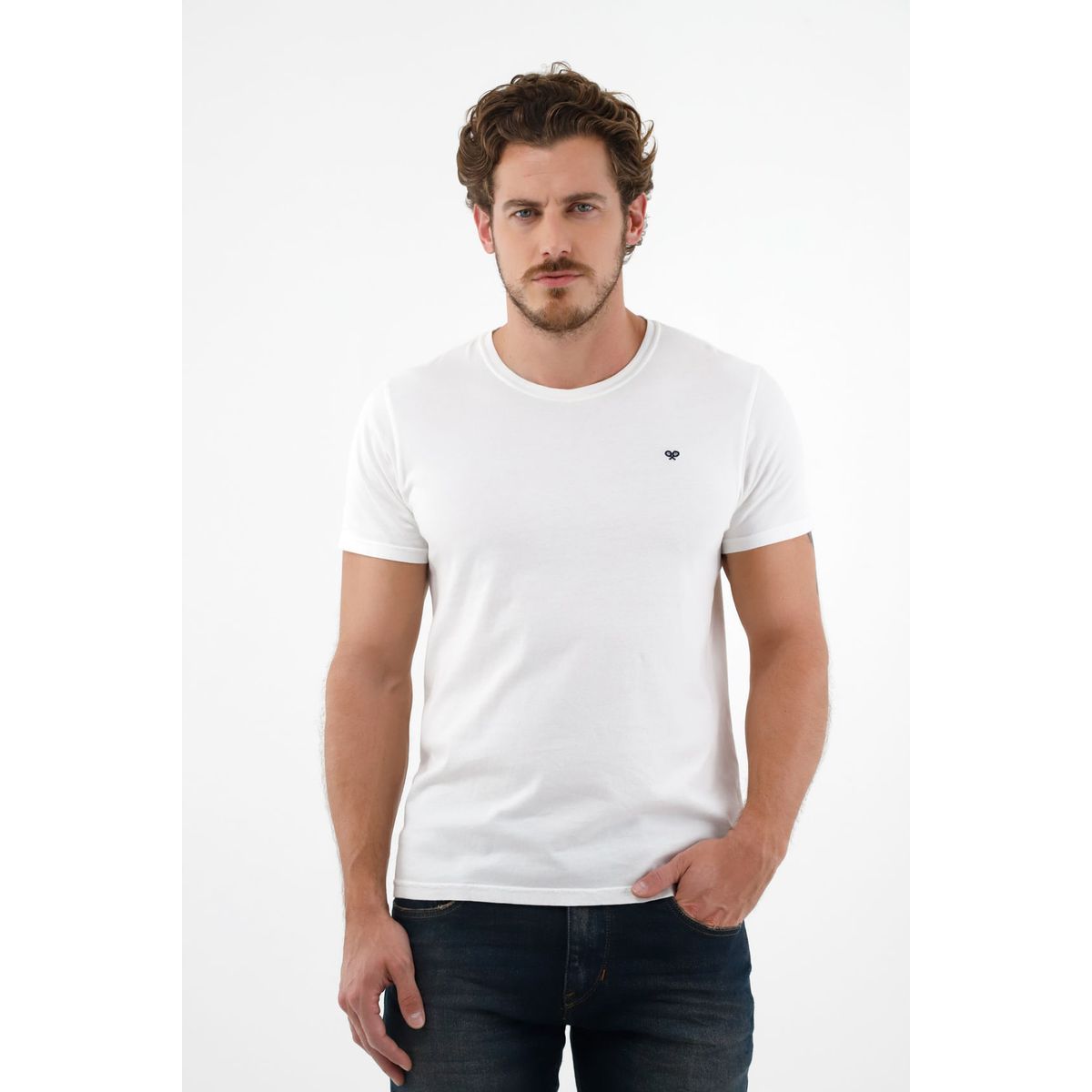 TENNIS - Camiseta blanca manga corta para hombre