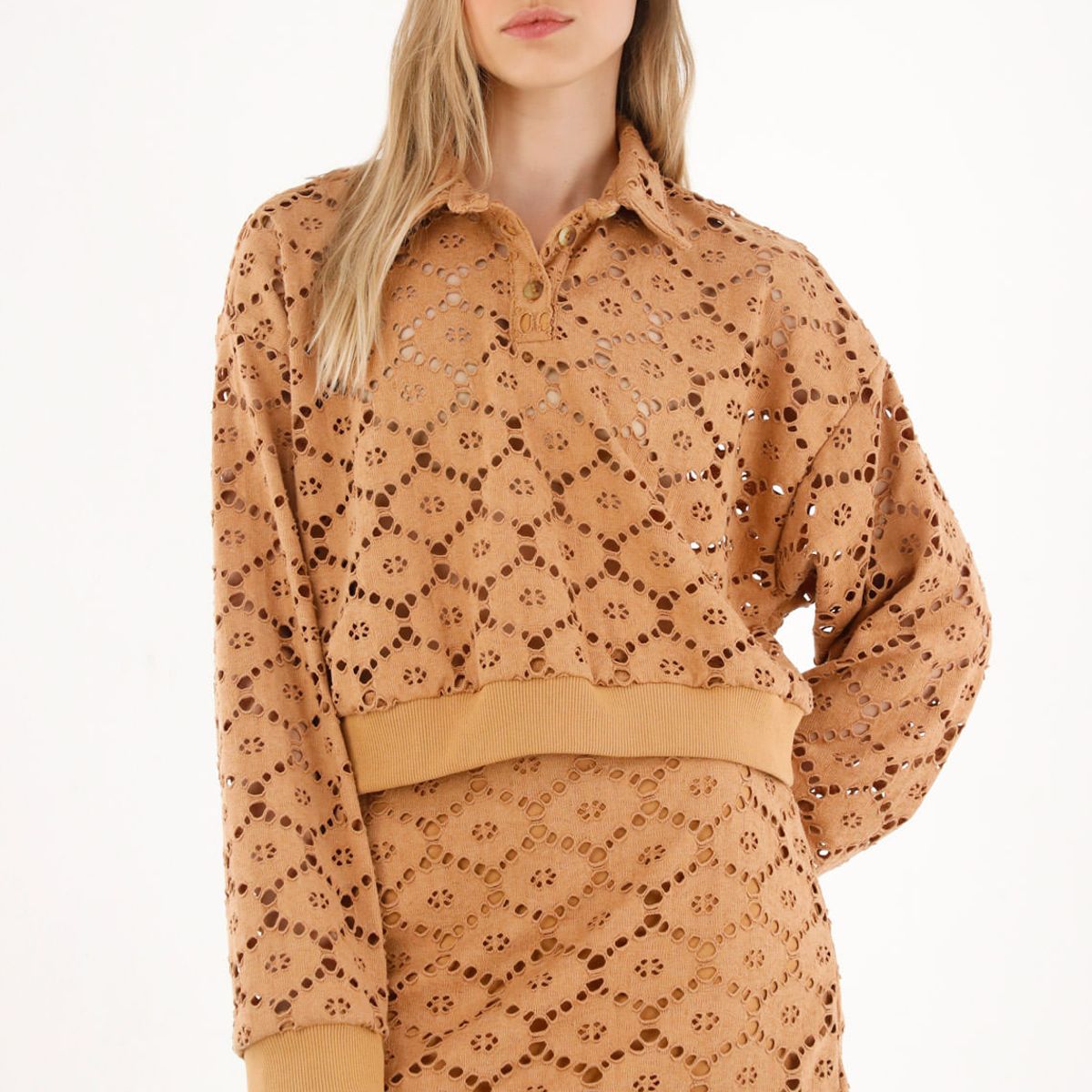 TENNIS - Buzo en tejido de punto café para mujer