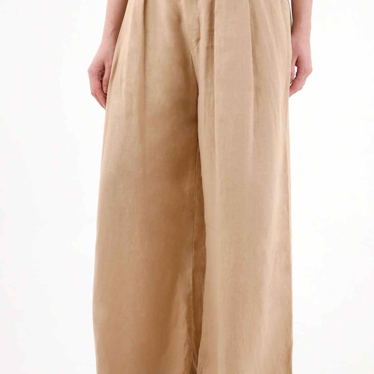 TENNIS - Pantalón Wide Leg en 100% lino con tablas crudo para mujer