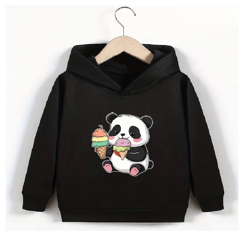 100 - Sueter Infantil Negro de Capucha con Panda