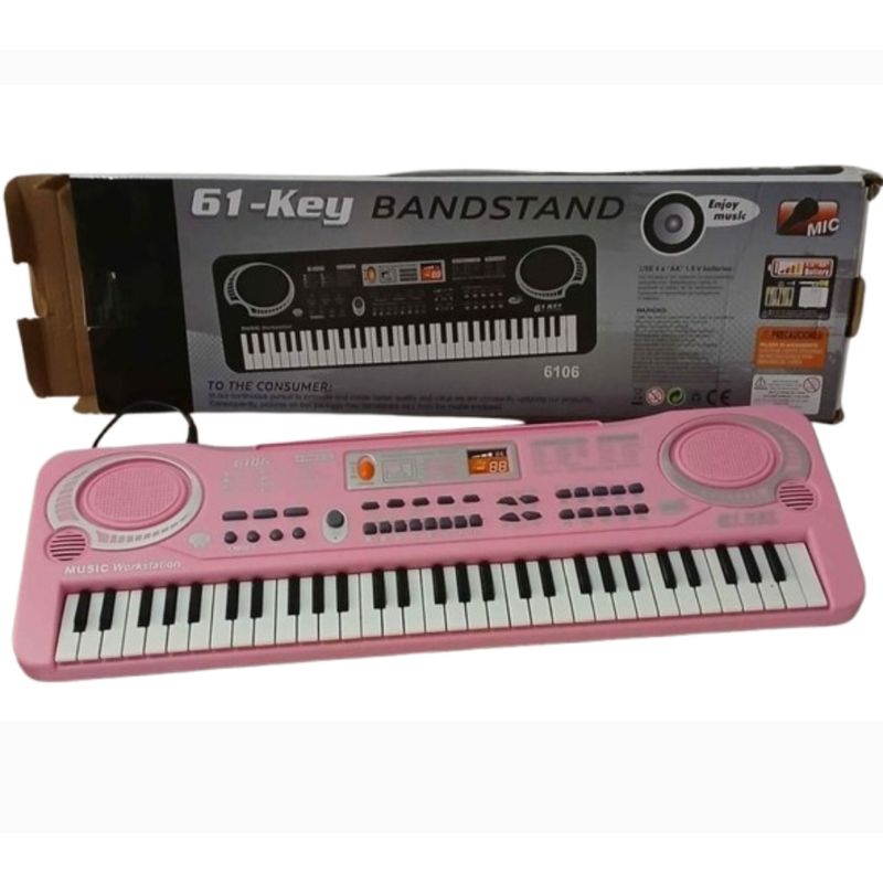 GENERICO - Piano juguete niña 61 teclas rosado 54 cm