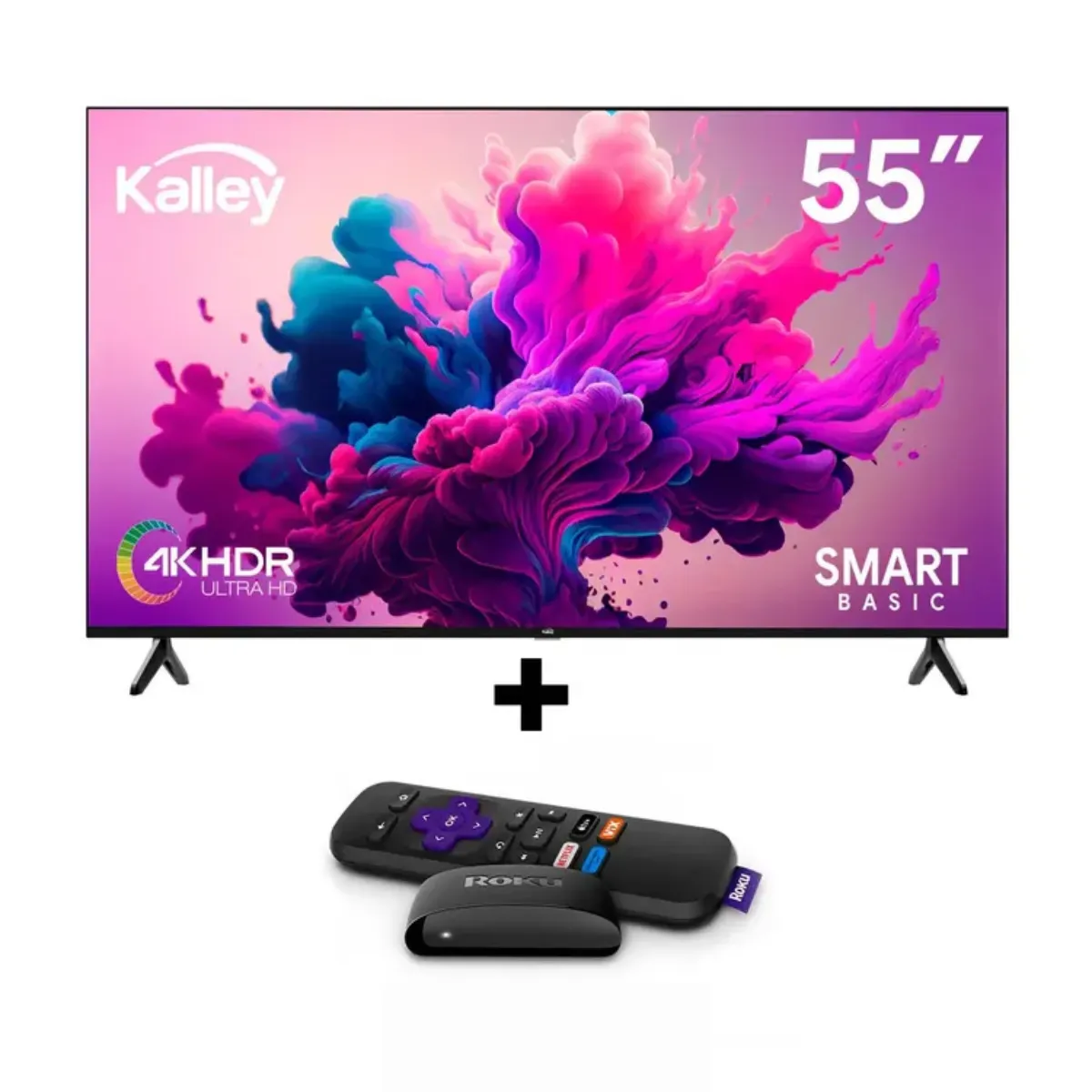 KALLEY - Televisor Kalley - 55 pulgadas 55SB300 4K UHD LED Smart TV + Roku Express