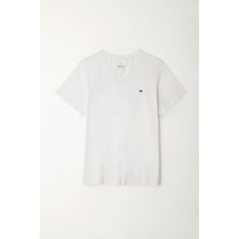 TENNIS - Camiseta blanca cuello en V para hombre