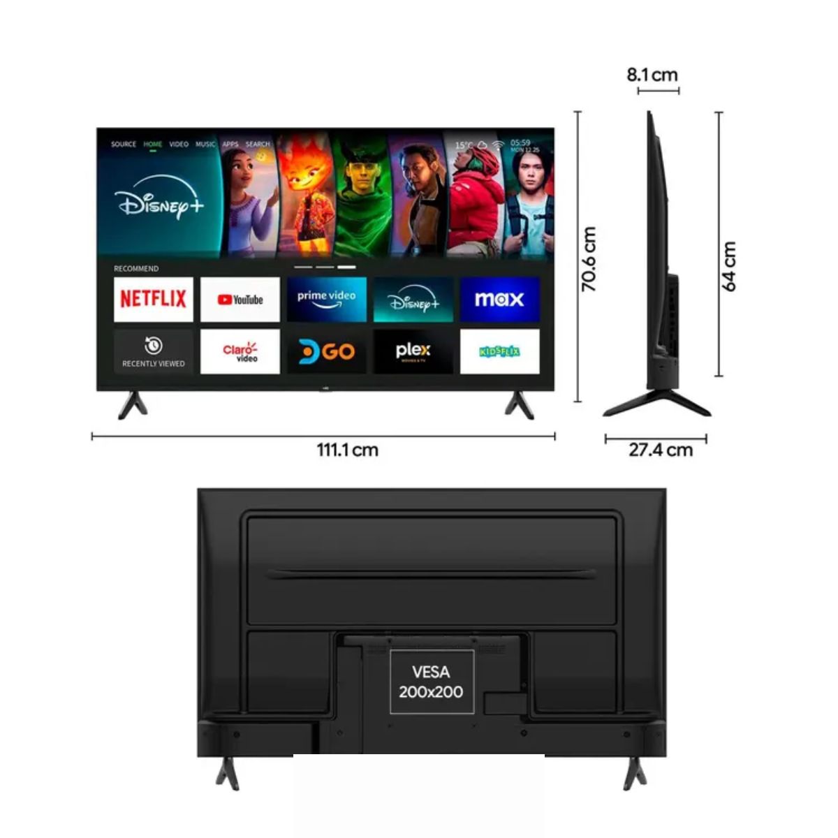 KALLEY - Televisor - 50 pulgadas 50SB030 4K UHD Smart TV + Roku