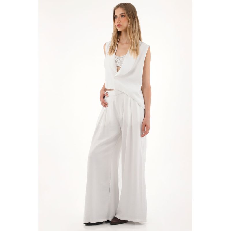 TENNIS - Chaleco asimétrico con solapa blanco para mujer