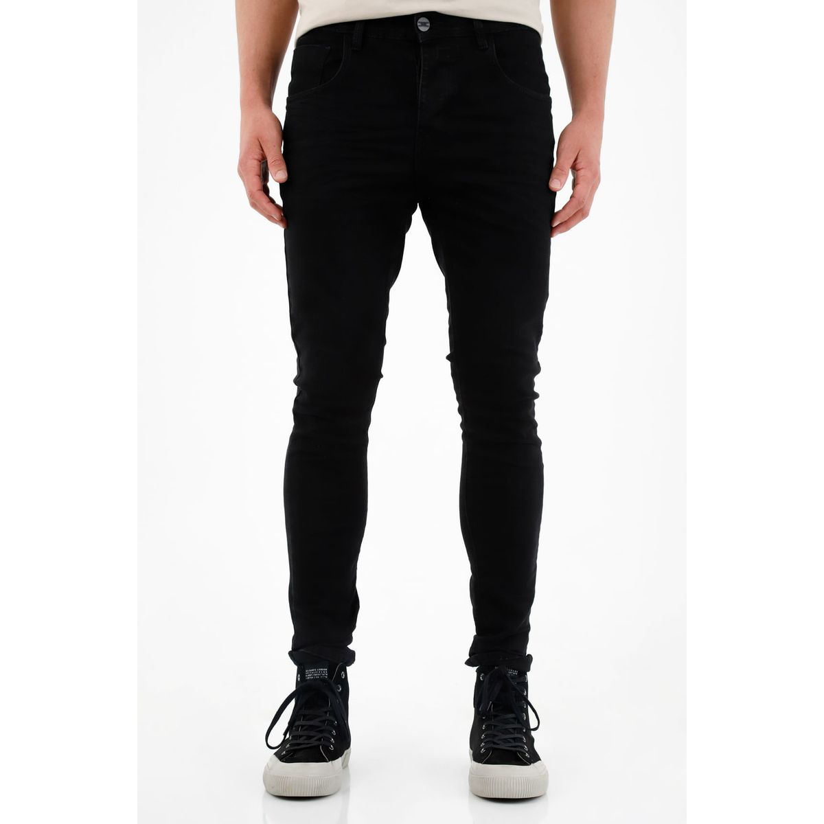 TENNIS - Jean negro super skinny para hombre