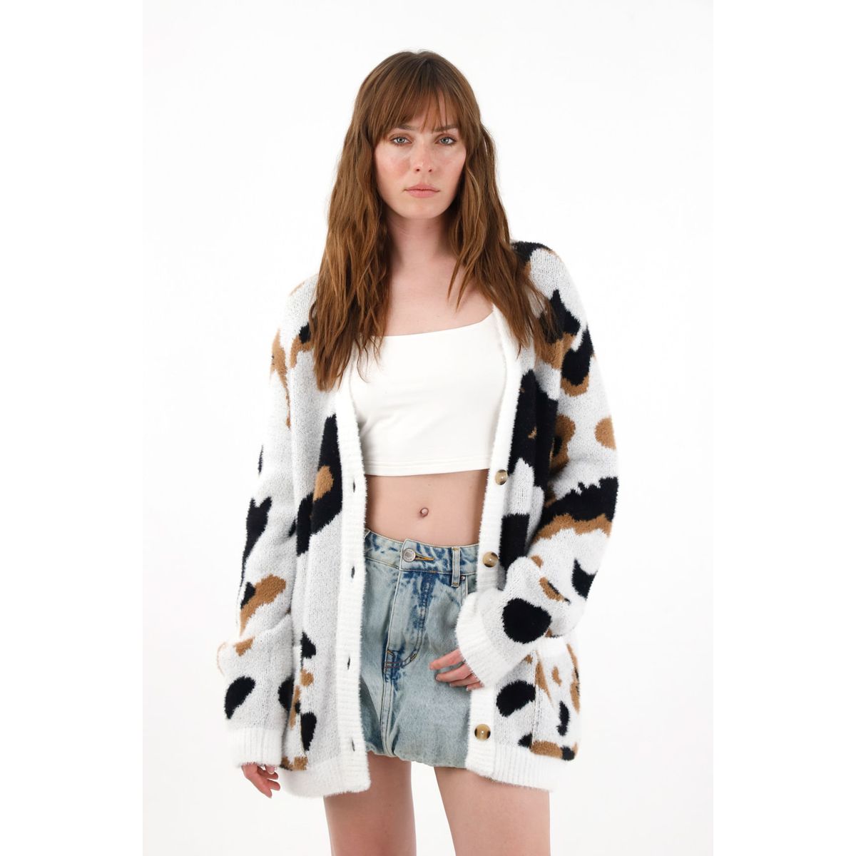 TENNIS - Buzo afelpado oversize de animal print para mujer