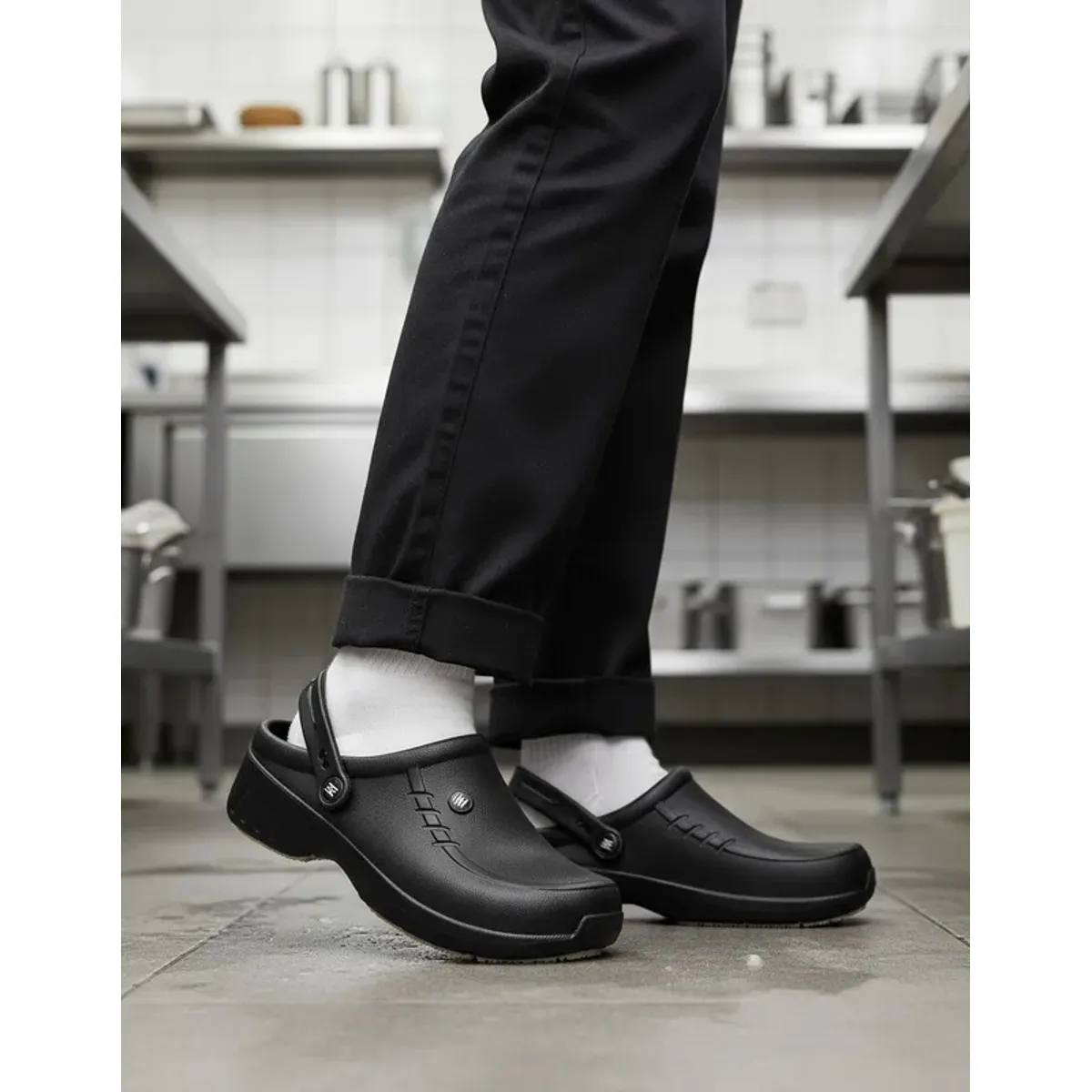 EVACOL - Zapatos Zuecos Antideslizantes Negro Evacol Ref 224