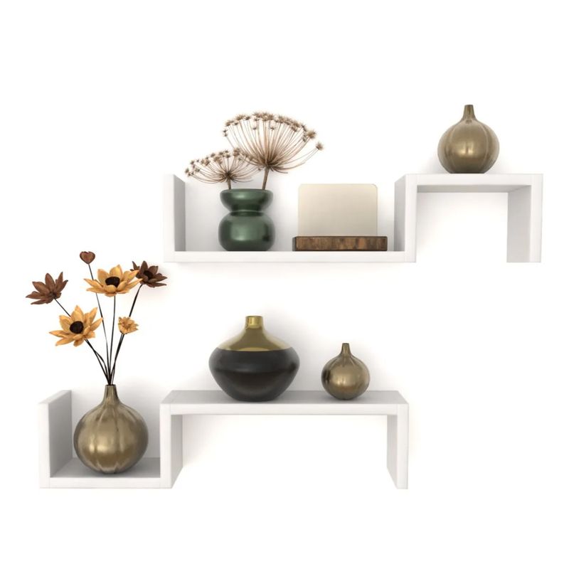 GENERICO - Set 2 Repisas Flotante Modelo S - Decoración Moderna, Color Blanco