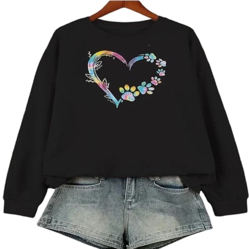 100 - Sueter Negro Con Corazon Multicolor