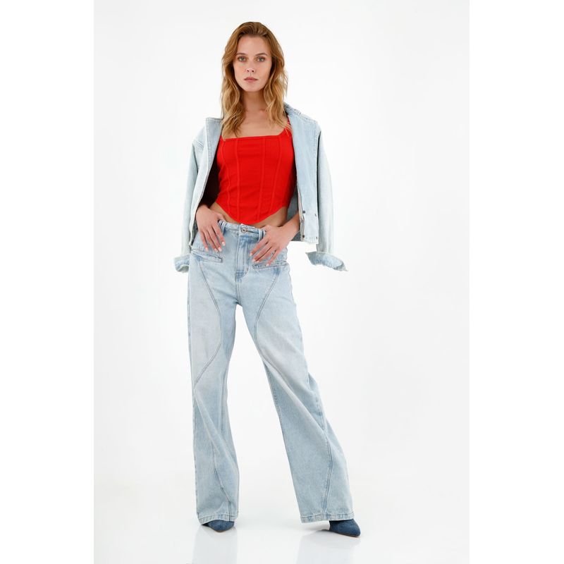 TENNIS - Chaqueta azul con cuello de solapa para mujer