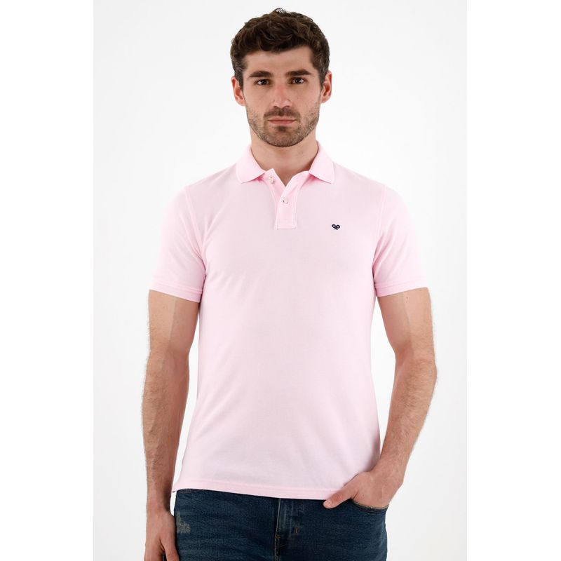 TENNIS - Polo rosada con raqueta multicolor para hombre