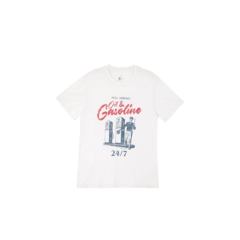 TENNIS - Camiseta blanca estampada para hombre