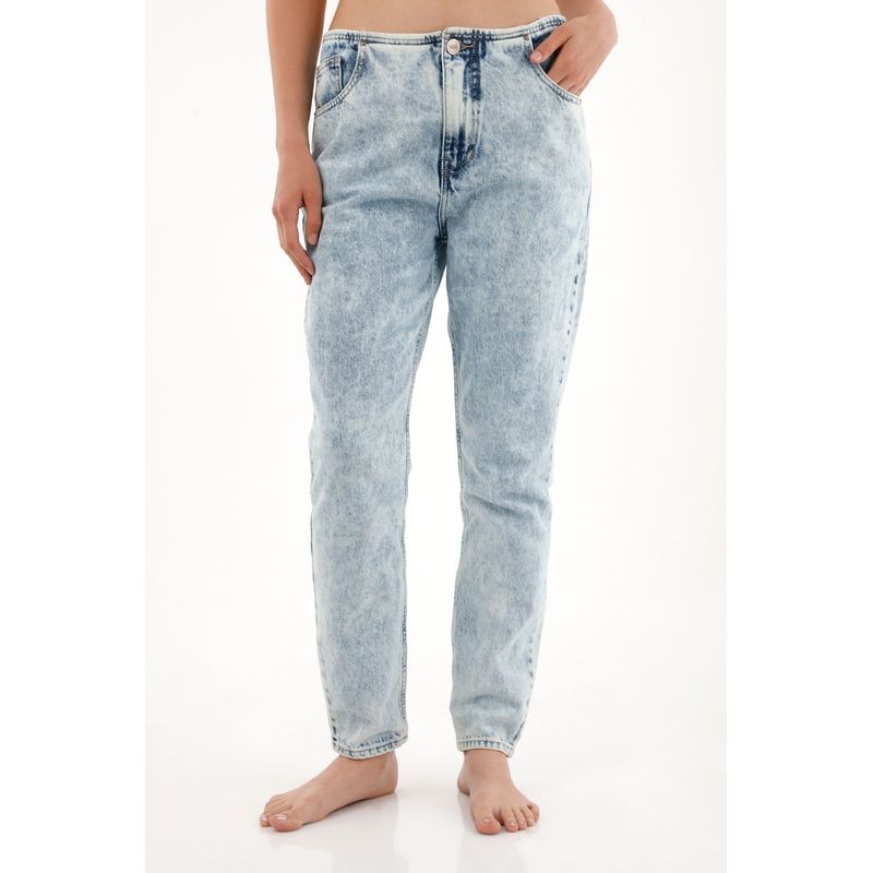 TENNIS - Jean Mom tiro bajo sin pretina para mujer