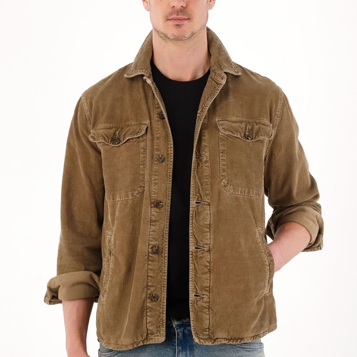 TENNIS - Abrigo en corduroy café para hombre