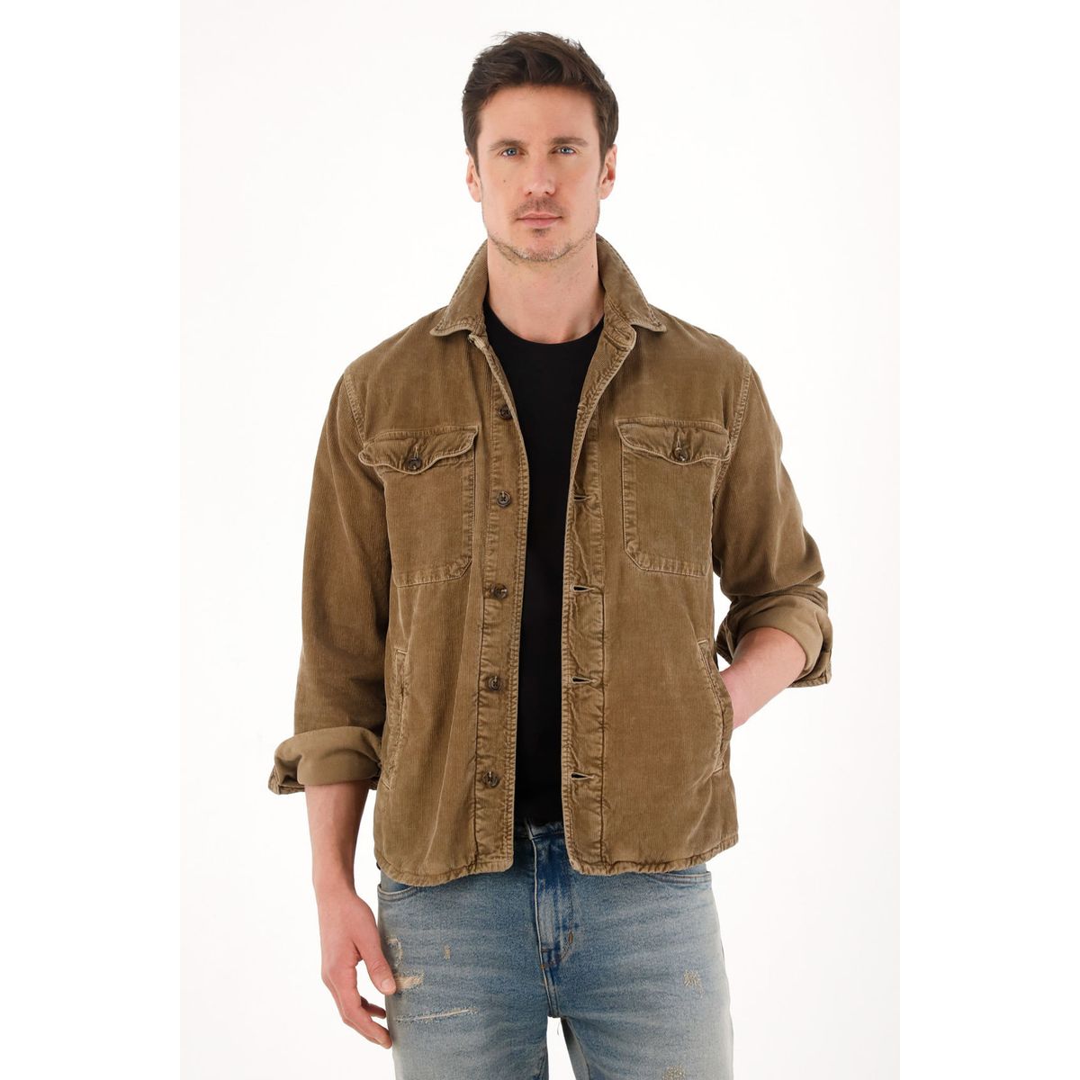 TENNIS - Abrigo en corduroy café para hombre