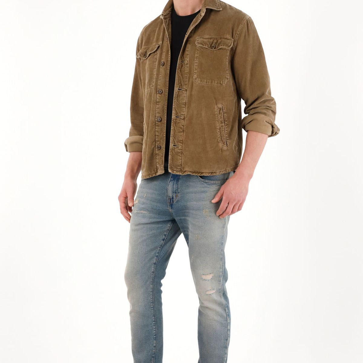 TENNIS - Abrigo en corduroy café para hombre