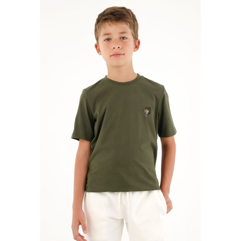 TENNIS - Camiseta con bordado decorativo verde para niño