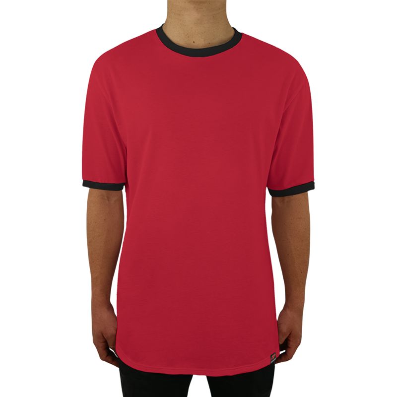 FUERA DEL MOLDE - Camiseta Clásica Básica Premium Bicolor Unisex Rojo Negro