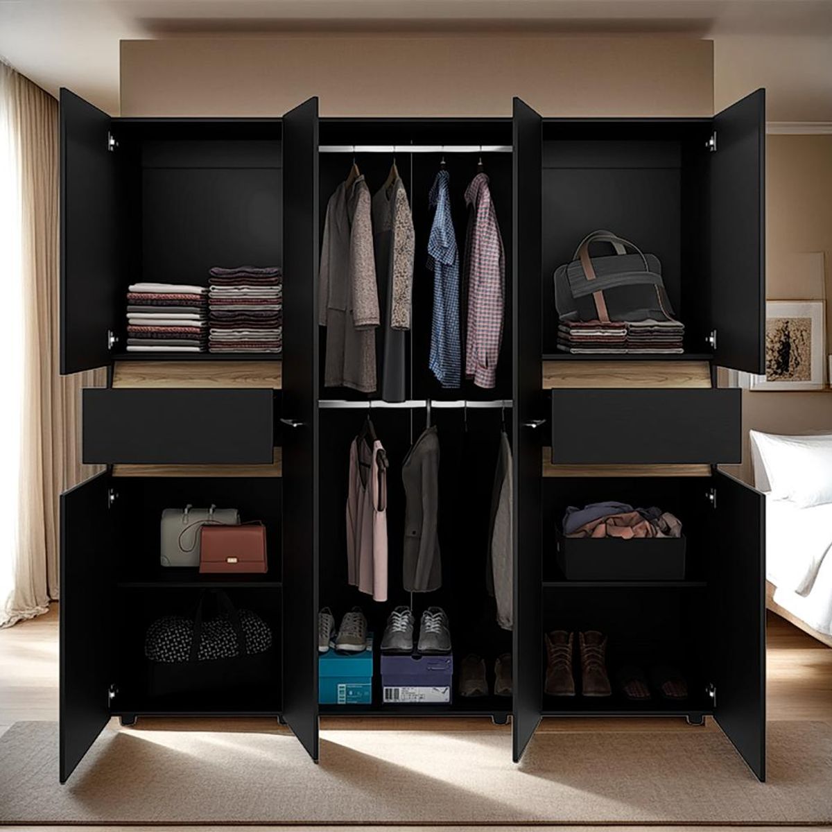 RTA DESIGN - Closet Grande Imperial 200x200 Wengue y Fresno Europeo