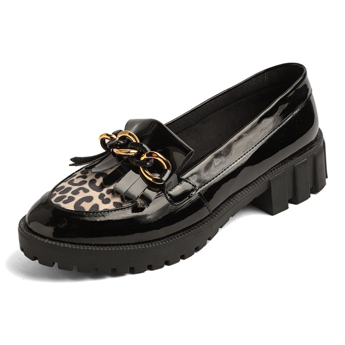 SEVENTEEN - ZAPATO NEGRO CON APLIQUE ANIMAL PRINT Y HERRAJE COMBINADO SEVENTEEN CORANNY