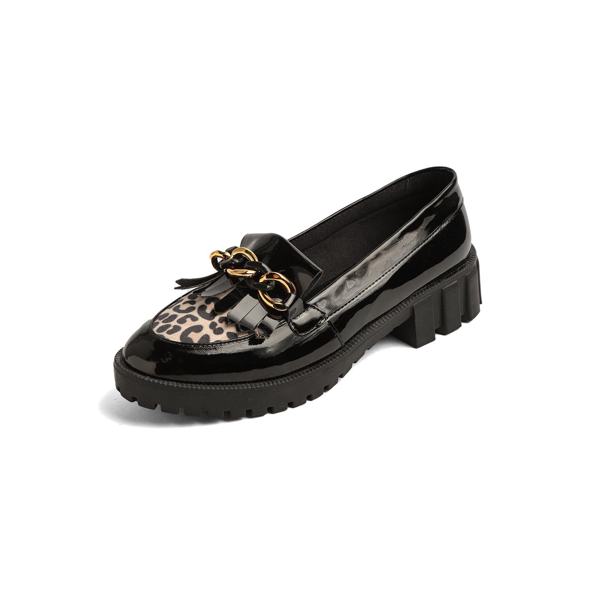 SEVENTEEN - ZAPATO NEGRO CON APLIQUE ANIMAL PRINT Y HERRAJE COMBINADO SEVENTEEN CORANNY