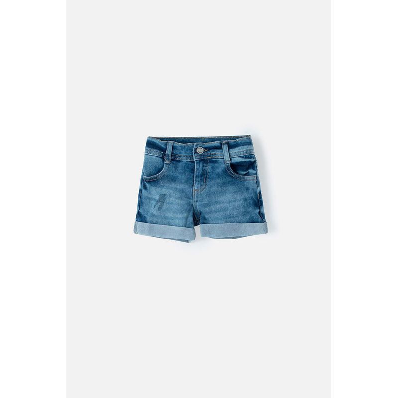 LITTLEMIC - Short LittleMic denim azul para niña 2T a 5T