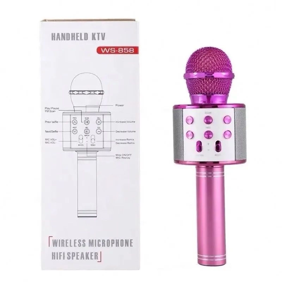 GENERICO - Microfono Para Niños Karaoke Bluetooth Liviano WS-858 Rosa