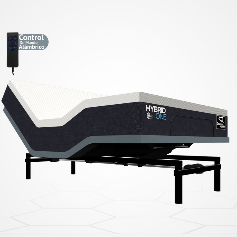 GENERICO - Cama Eléctrica Ajustable EasyBed  Medida 100x190 +Colchón Hybrid ONE