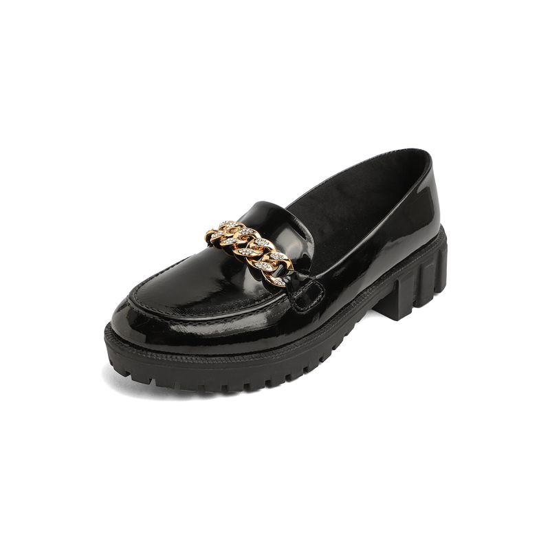 SEVENTEEN - ZAPATO NEGRO CHAROL CON HERRAJE DORADO SEVENTEEN CYEL