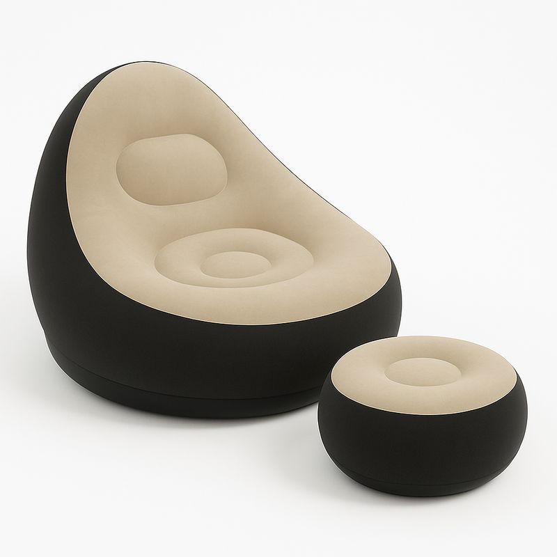GENERICO - Silla o puff inflable con posapies - Beige