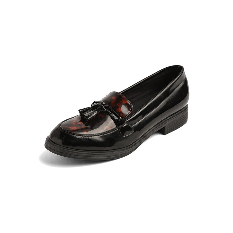 SEVENTEEN - ZAPATO NEGRO CHAROL CON APLIQUES ANIMAL PRINT SEVENTEEN CORALY