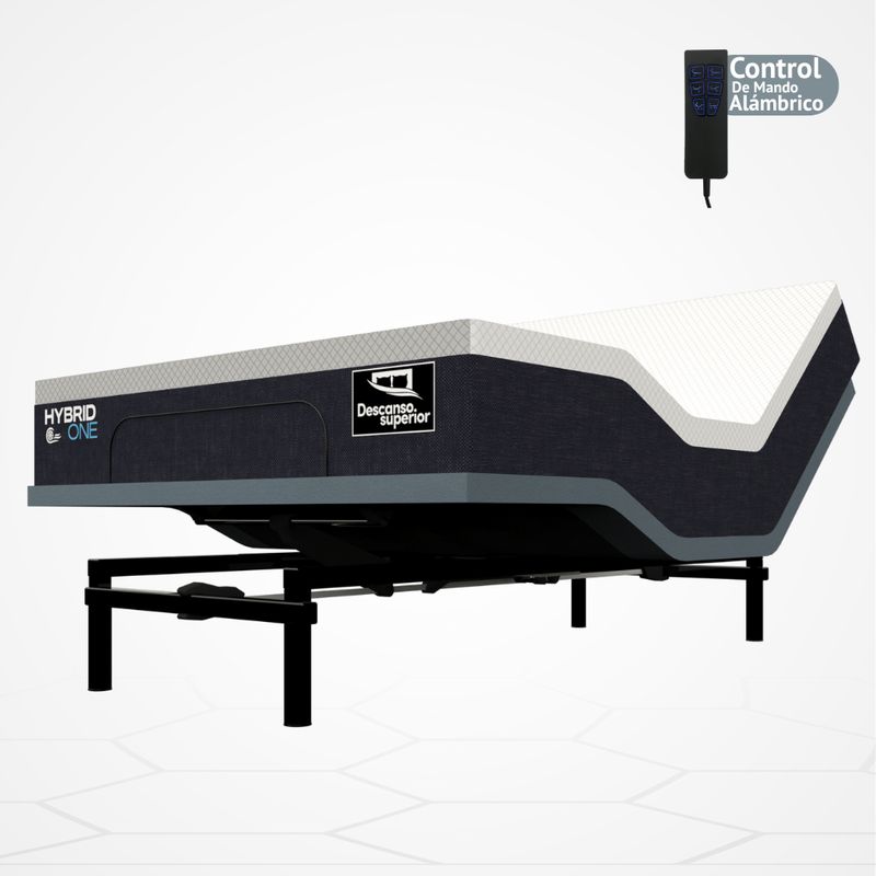 GENERICO - Cama Eléctrica Ajustable EasyBed  Medida 100x200 +Colchón Hybrid ONE