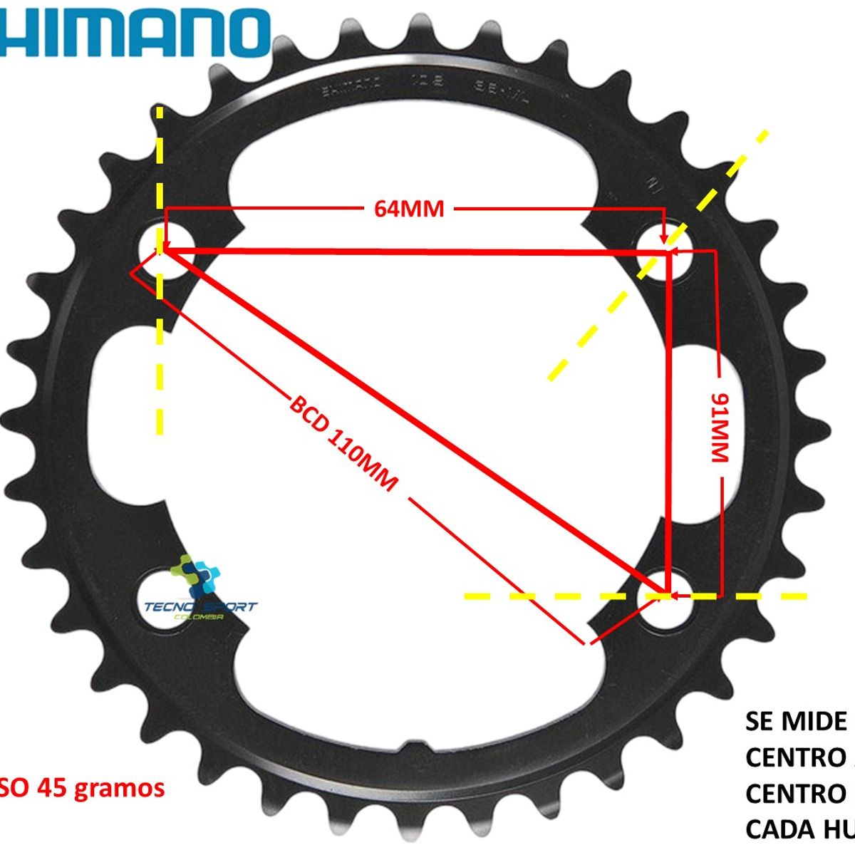 SHIMANO - Plato Coronilla Shimano Tiagra 4700 10v Biplato 36 Dientes
