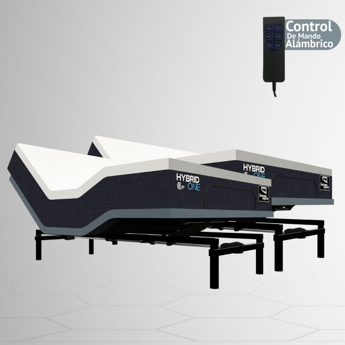 GENERICO - Cama Eléctrica Ajustable EasyBed  Medida 160x190 DIVIDIDA +Colchón Hybrid One