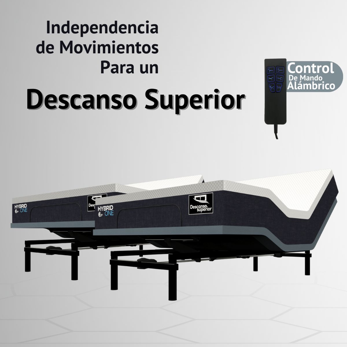 GENERICO - Cama Eléctrica Ajustable EasyBed  Medida 160x190 DIVIDIDA +Colchón Hybrid One