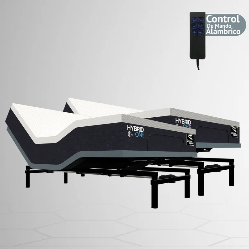 GENERICO - Cama Eléctrica Ajustable EasyBed  Medida 160x200 DIVIDIDA +Colchón Hybrid One