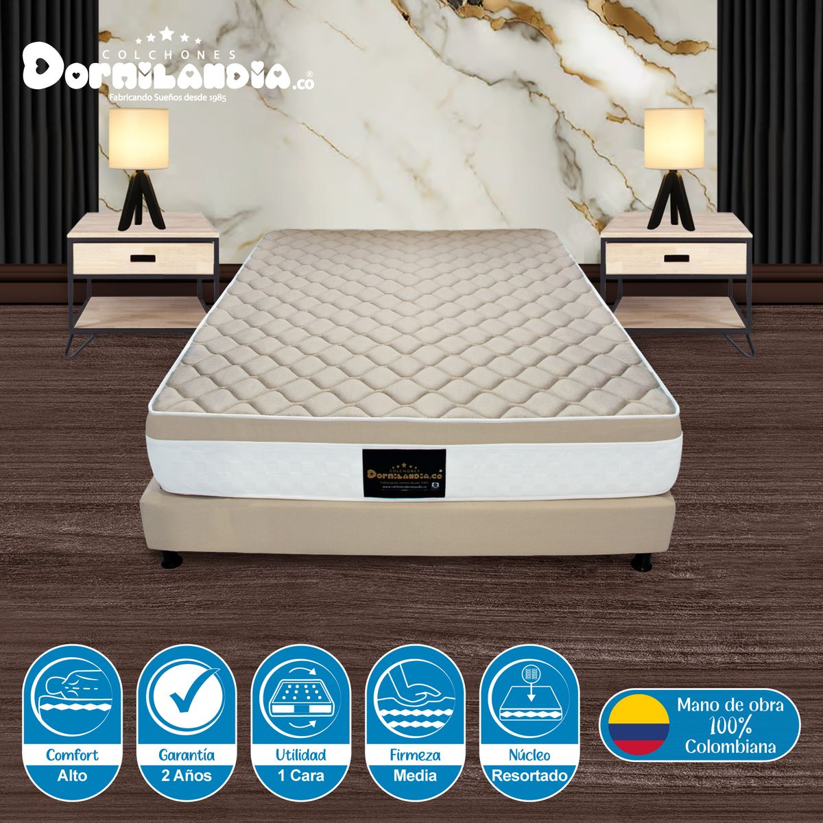 DORMILANDIA - Colchón King 200x200 Arena Resortado Dublín