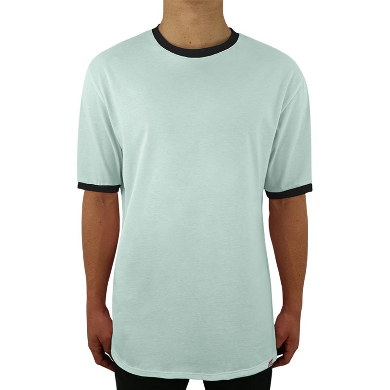 FUERA DEL MOLDE - Camiseta Clásica Básica Premium Bicolor Unisex Verde Menta Negro