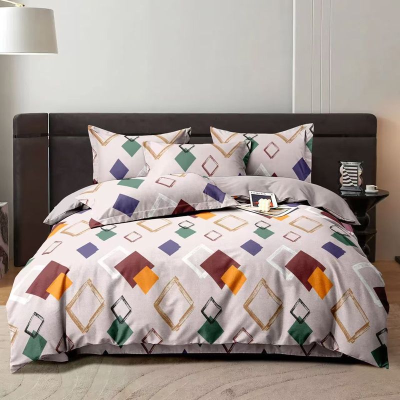 SIRENITAS - Juego de sabanas Cama Semidoble Beige Geométrica