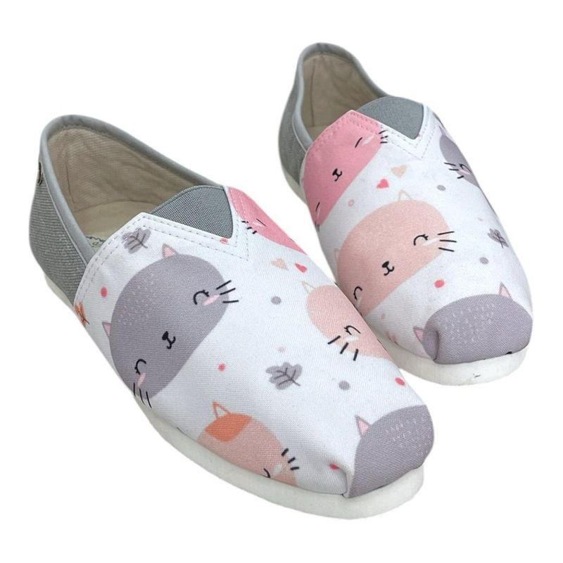 XIAN SHOES - ALPARGATA CLASICA MUJER GATOS GRIS am25
